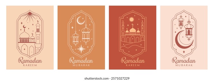 Ramadan Kareem greeting card cute line style