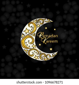 Ramadan Kareem greeting card with decorative moon.
