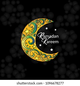 Ramadan Kareem greeting card with decorative moon.