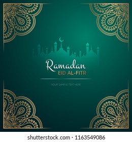 ramadan kareem greeting card design with mandala