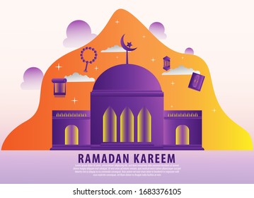 Ramadan Kareem greeting card design background. template for banner, invitation, poster, card for the celebration of a Muslim community festival