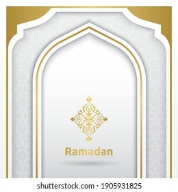 Diseño de tarjetas de felicitación Ramadan Kareem con fondo de ornamento islámico. Ilustración del vector