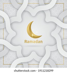 Ramadan Kareem greeting card design with islamic ornament background. Vector illustration