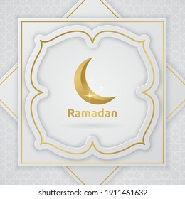 Ramadan Kareem greeting card design with islamic ornament background. Vector illustration