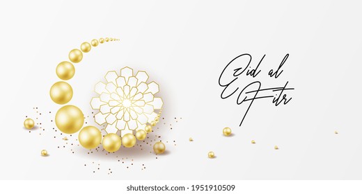 Ramadan kareem greeting card design template for invitation, banner, poster with lamp, crescent, calligraphy. Realistic vector illustration eid al fitr (Feast of Breaking the Fast). Eid Mubarak