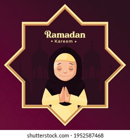 	
Ramadan Kareem greeting card design. Vector graphic illustration.