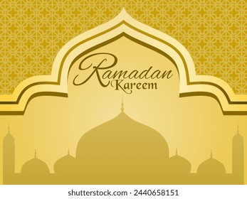 Ramadan Kareem greeting card design for Muslims. Islamic background with mosque shadow and decorative elements