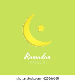  Ramadan Kareem greeting card design using paper cut style
