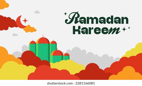 Ramadan Kareem Greeting Card, Eid Mubarak Greeting Card, Banner for Holy Month