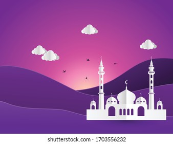 Tarjeta de felicitación Ramadan Kareem. diseño plano