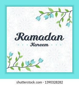 Ramadan kareem greeting card with floral ornament frame square