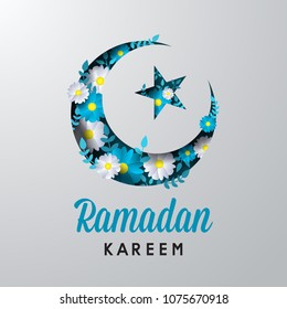 ramadan kareem greeting card flower