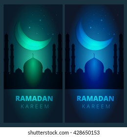 Ramadan Kareem greeting card flyer background template layout, islamic holiday poster design