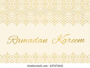 Ramadan Kareem greeting card, gold color vector illustration