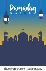 Ramadan Kareem Greeting Card. Islamic Illustration with background. Vector Eps 10.