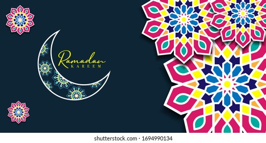 ramadan kareem greeting card with islamic background