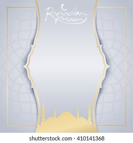 Ramadan kareem greeting card islamic background design template - Translation of text : Ramadan Kareem - May Generosity Bless you during the holy month