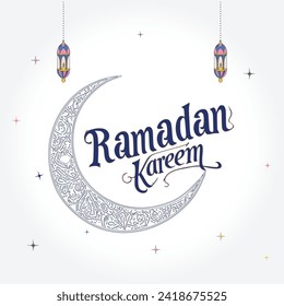 Ramadan Kareem Greeting Card, lantern, crecent