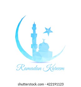 Ramadan Kareem greeting card with low poly design