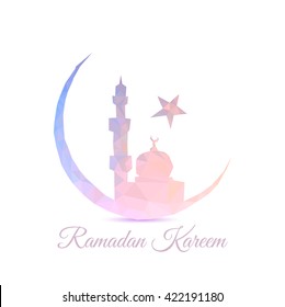 Ramadan Kareem greeting card with low poly design