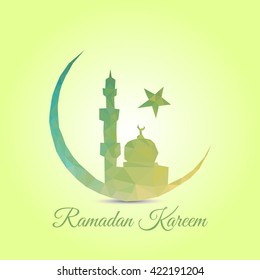 Ramadan Kareem greeting card with low poly design