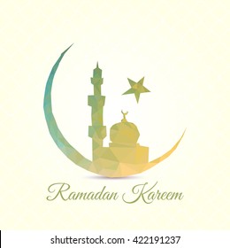 Ramadan Kareem greeting card with low poly design