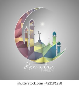 Ramadan Kareem greeting card with low poly design