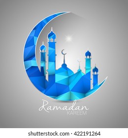 Ramadan Kareem greeting card with low poly design