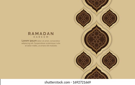 Ramadan kareem greeting card with luxury abstract background