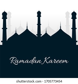 Ramadan Kareem Greeting card with mosque illustration background