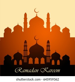 Ramadan Kareem greeting card with mosque