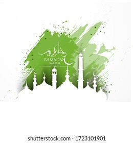 Ramadan Kareem Greeting Card. Ramadan Mubarak islamic background with arabic calligraphy template design.
