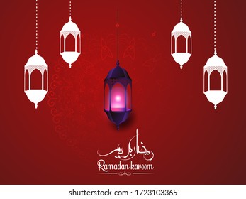 Ramadan Kareem Greeting Card. Ramadan Mubarak islamic background with arabic calligraphy template design.