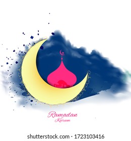 Ramadan Kareem Greeting Card. Ramadan Mubarak islamic background with arabic calligraphy template design.