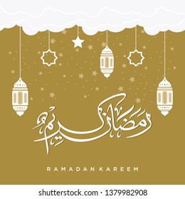 Ramadan Kareem greeting card on gold background