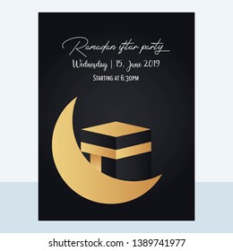 Ramadan Kareem greeting card on gold background