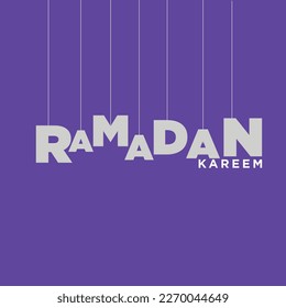 Ramadan Kareem greeting card on violet background