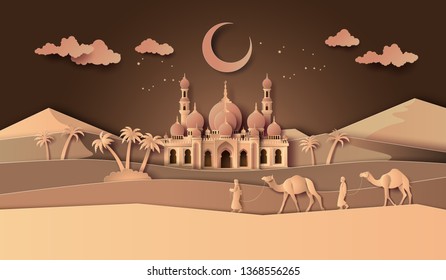 Ramadan Kareem greeting card, paper art