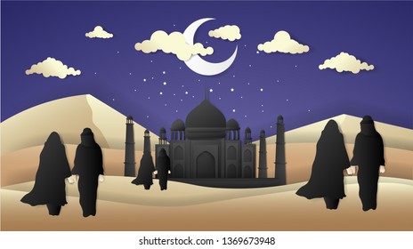 ramadan kareem greeting card, paper art