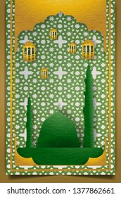 ramadan kareem greeting card, paper art vector eps 10