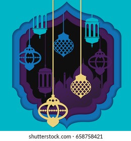 Ramadan Kareem greeting card, paper art design