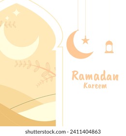 Ramadan kareem greeting card. Ramadan poster design with hand drawn style