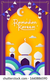 Ramadan kareem greeting card. Ramadhan mubarak, Ramadan Kareem background. Month of fasting for Muslims, Happy and Holy Ramadan