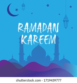 Ramadan Kareem Greeting Card. Ramadhan Mubarak vector design. Ramadan Kareem for social media campaign slogan. Month of fasting for Muslims. ramadan vector design