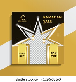 Ramadan kareem greeting card ,Ramadan sale social media post template banners .post template,event and promotion,Editable vector illustration.
