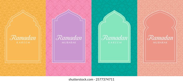 Ramadan Kareem greeting card set color style