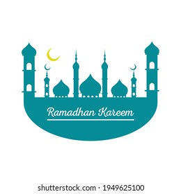 ramadan kareem greeting card with sillhoutte mosques