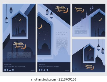 Ramadan Kareem Greeting Card Social Media Post Night Silhouette Mosque