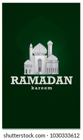 ramadan kareem greeting card template design, background, paper cut