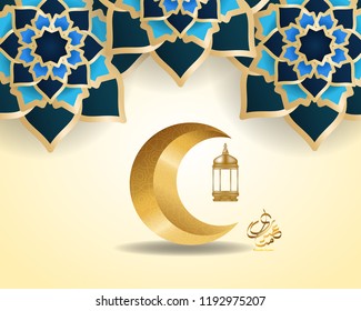 Ramadan Kareem greeting card template Islamic crescent vector illustration,Islamic background template